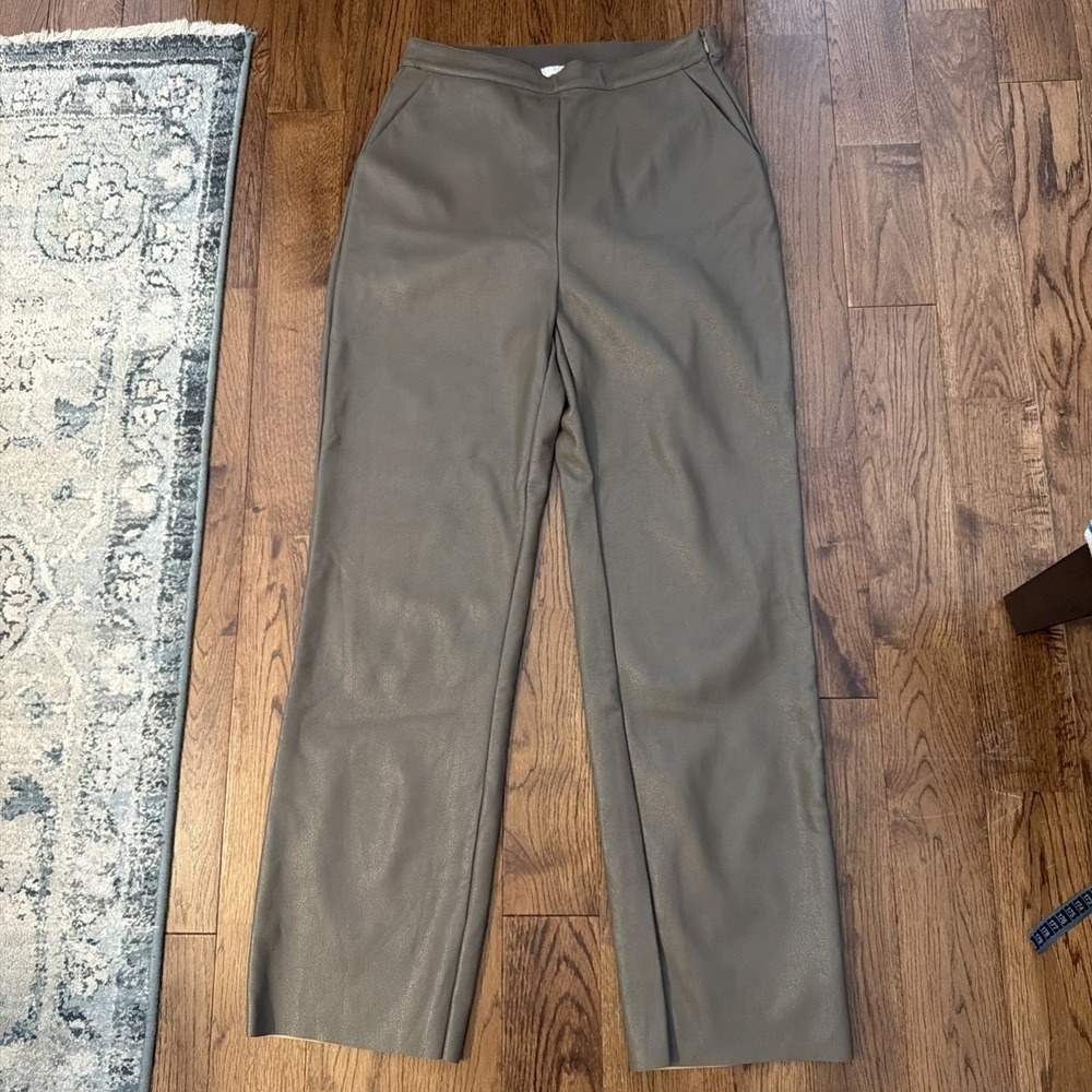 NWT Sage the Label Women Brown Faux Leather Pants Medium soft Business City Club